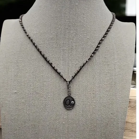 Silpada Silver Beaded Vintage Necklace and Charm CZ 925 Pendant Signed